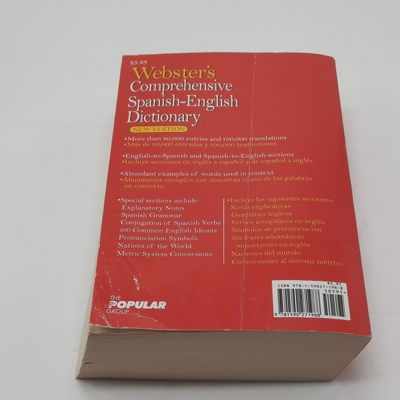 Webster's Comprehensive Spanish-English Dictionary Paperback Book New Edition - Picture 2 of 11